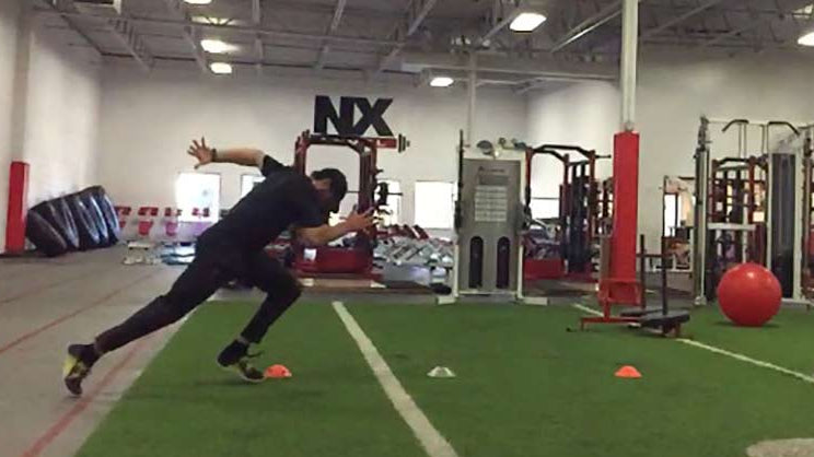 Athlete Demonstrates Acceleration Sprint Ladder