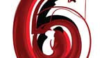 Abstract art featuring the number six in a red and black swirling design, creating a dynamic and artistic appearance.
